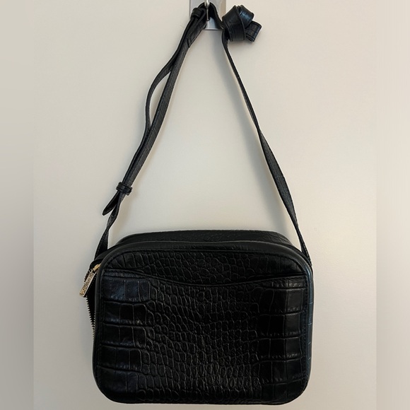 CUYANA croc-embossed cross-body bag in black/navy, Small - Picture 2 of 11